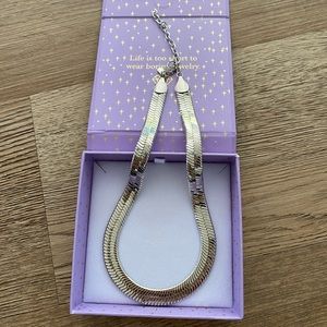 MELINDA MARIA Silver Herringbone Mama Chain Necklace